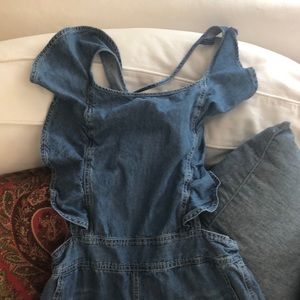 Jean wide legged romper